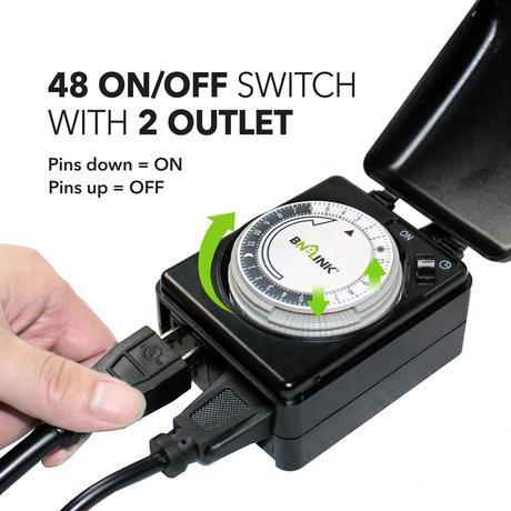 24 Hour Plug in Mechanical Timer Switch, ON/OFF Timer - WE Hydroponics